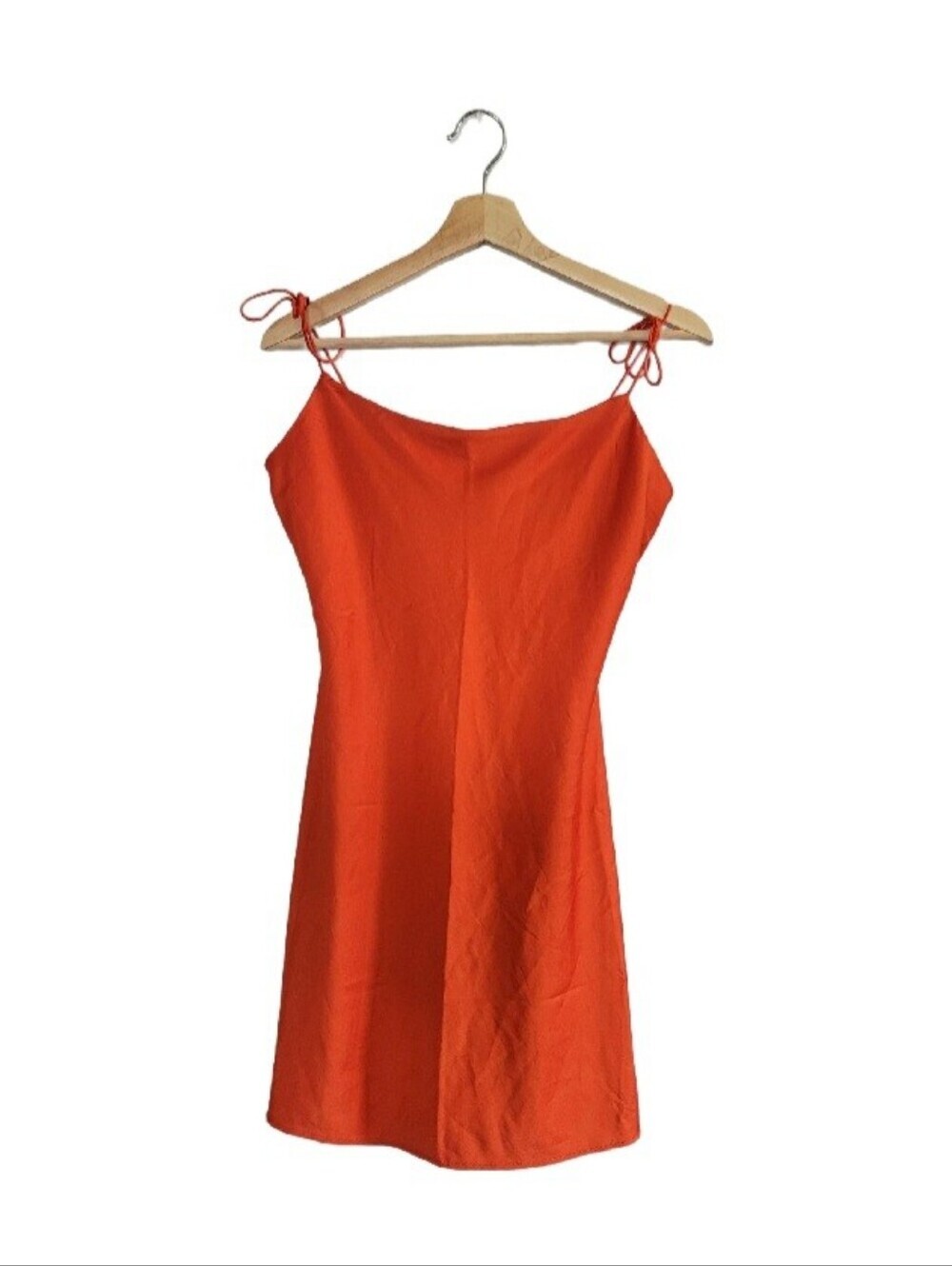 ABERCOMBIE & Fitch Satin Slip Dress Orange Tie Strap Mini Size MT Resortwear